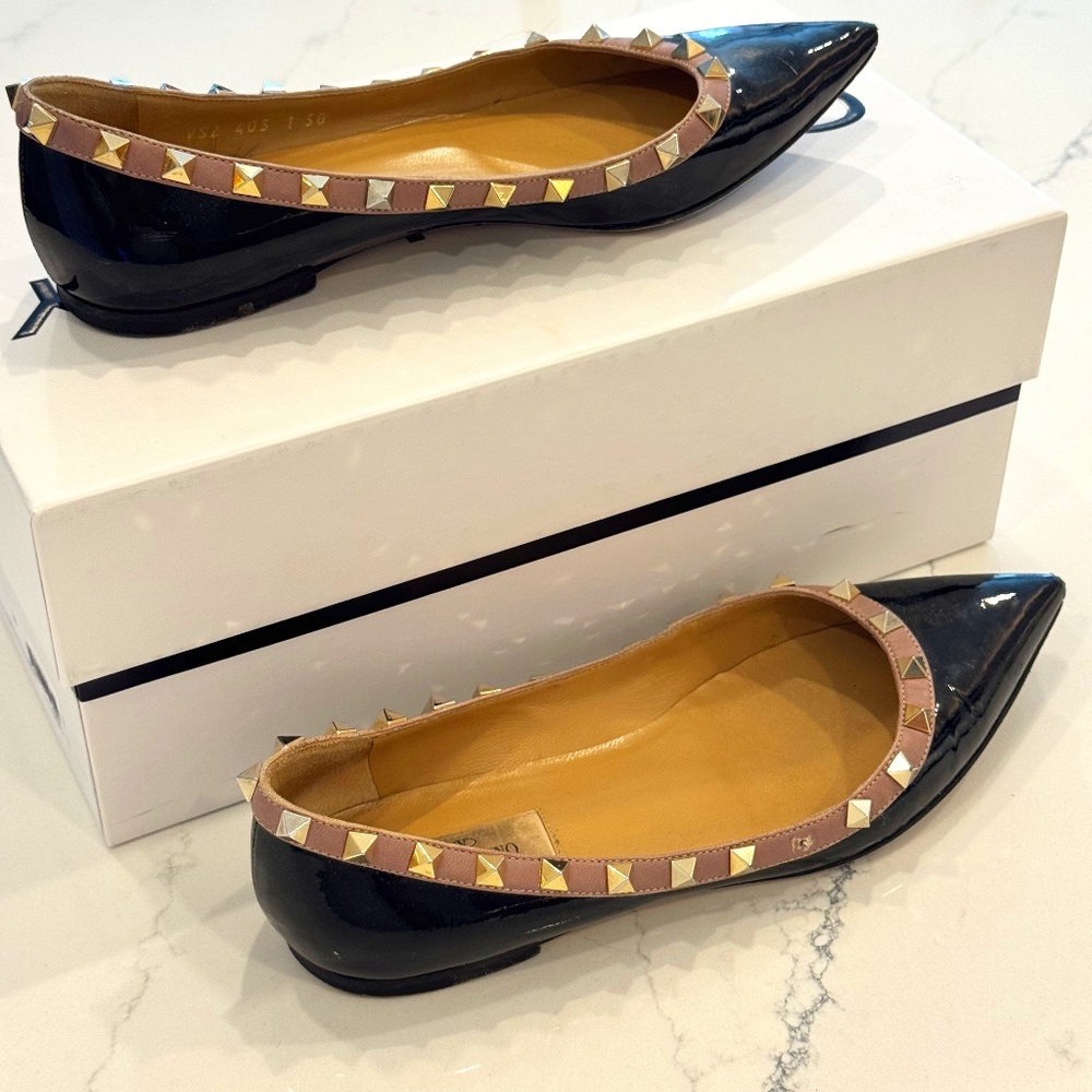 Valentino Rock Stud Patent Leather Flats